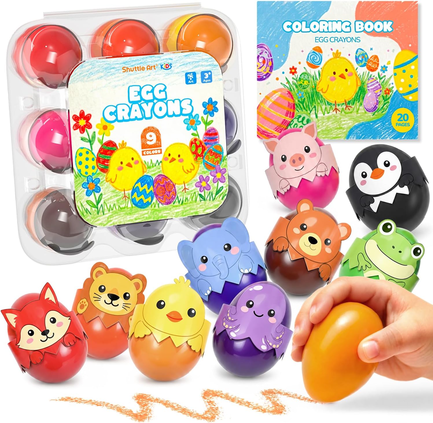 Shuttle Art 9 Colors Egg-Shaped Crayons