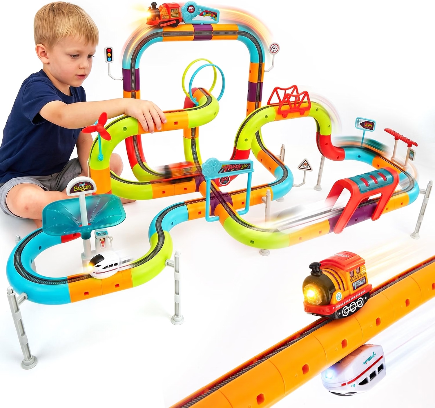 3D Anti-Gravity Rail Car STEM Set - Bigger Tracks More Builds